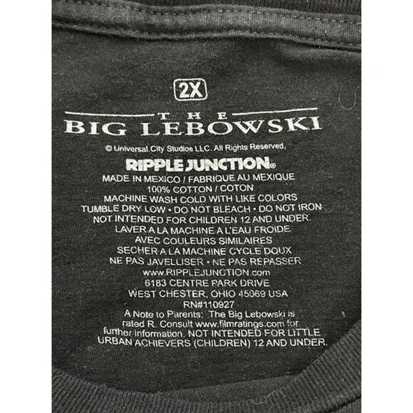 The Big Lebowski The Dude El Duderino Crew Neck Black T-Shirt Men's 2XL - Picture 6 of 6